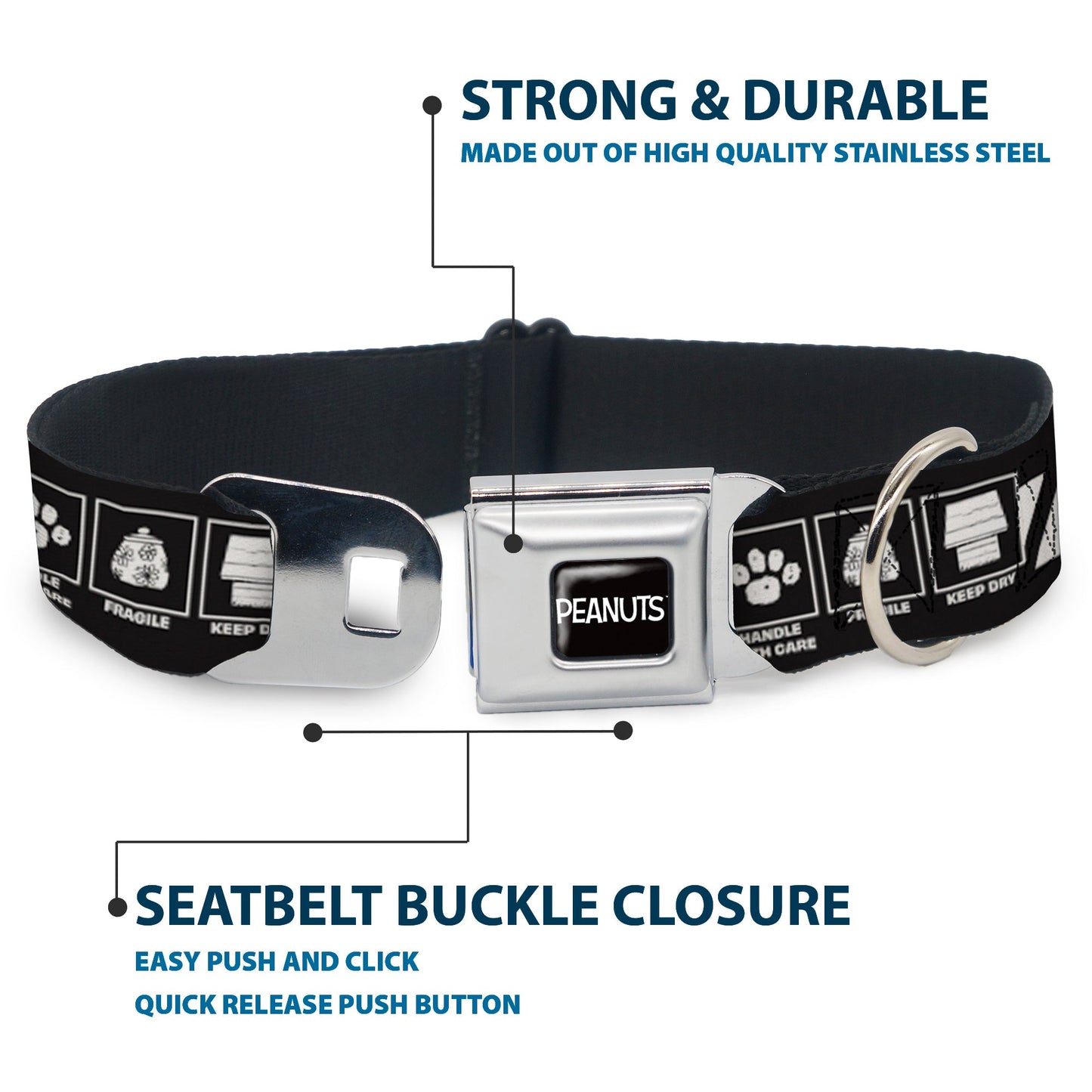 Peanuts Snoopy Title Logo Seatbelt Dog Collar