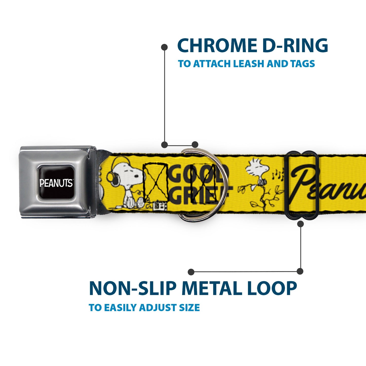 Peanuts Dog Collar: Seatbelt Buckle, Gang 1950 Logo.