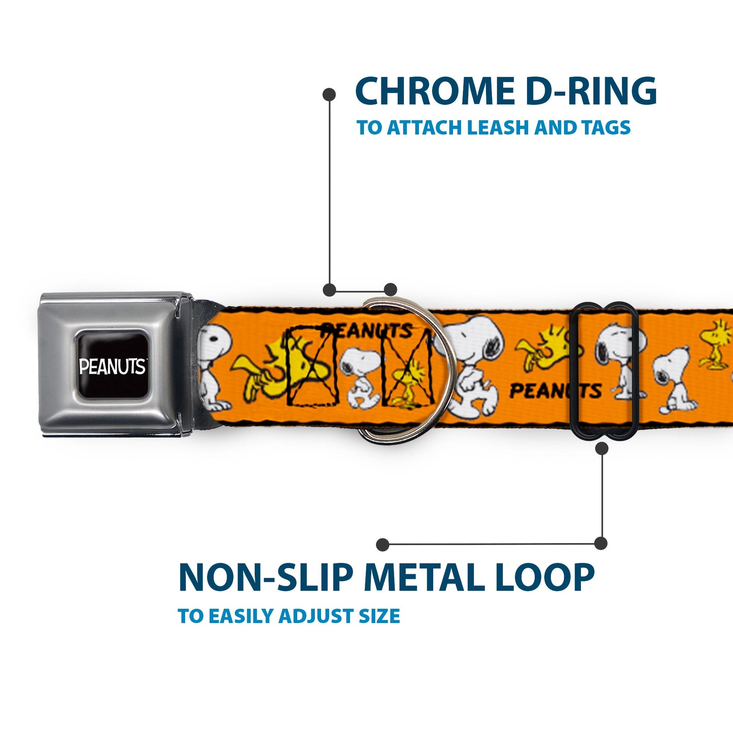 Seatbelt Buckle Dog Collar - Peanuts Snoopy & Woodstock Art