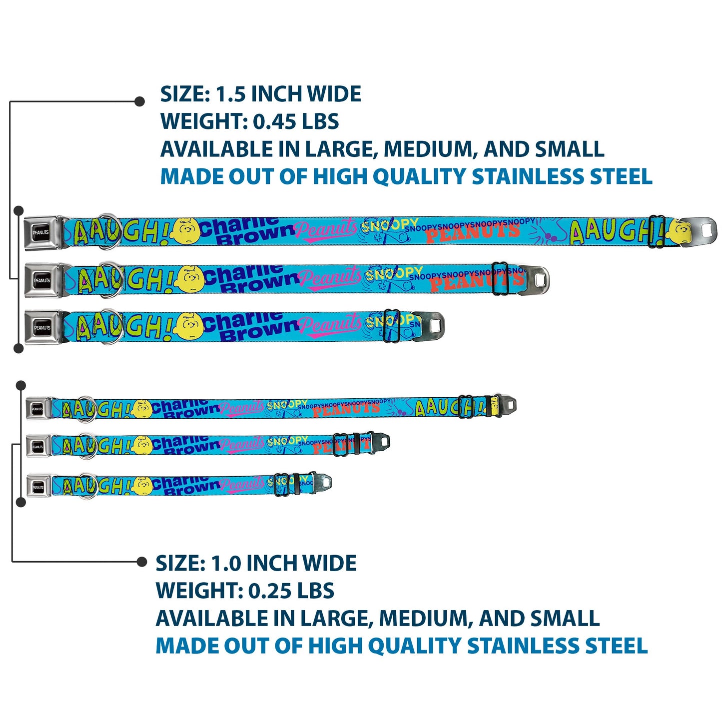 Dog Collar: Peanuts Title Logo Seatbelt Buckle