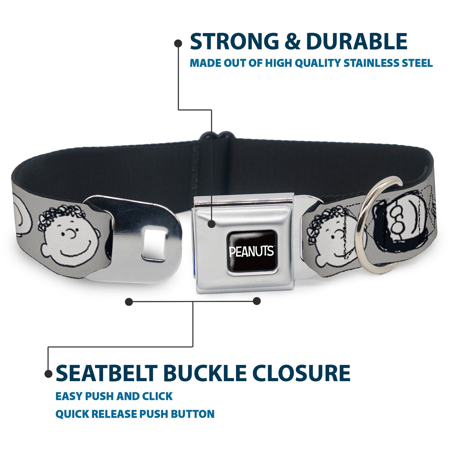 Peanuts Dog Collar: Seatbelt Buckle Peanuts Gang Expressions | The Peanuts Store