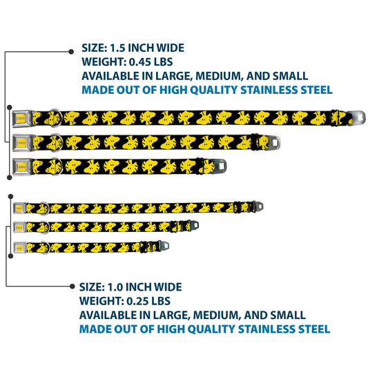 Peanuts Dog Collar: Seatbelt Buckle with Woodstock Fun.-2