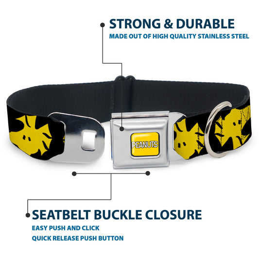 Peanuts Dog Collar: Seatbelt Buckle with Woodstock Fun.-3