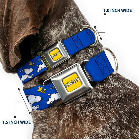 Dog Collar: Snoopy Woodstock Blue Seatbelt Design-1