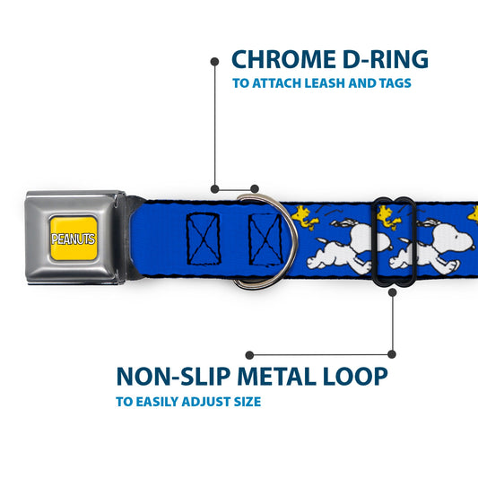 Dog Collar: Snoopy Woodstock Blue Seatbelt Design-4