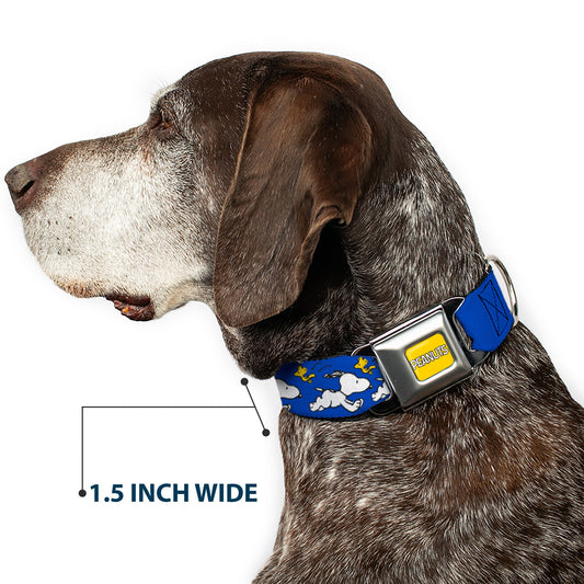 Dog Collar: Snoopy Woodstock Blue Seatbelt Design-6