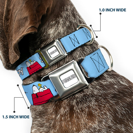 Snoopy & Woodstock Dog Collar - Sky Blue Design | The Peanuts Store-1