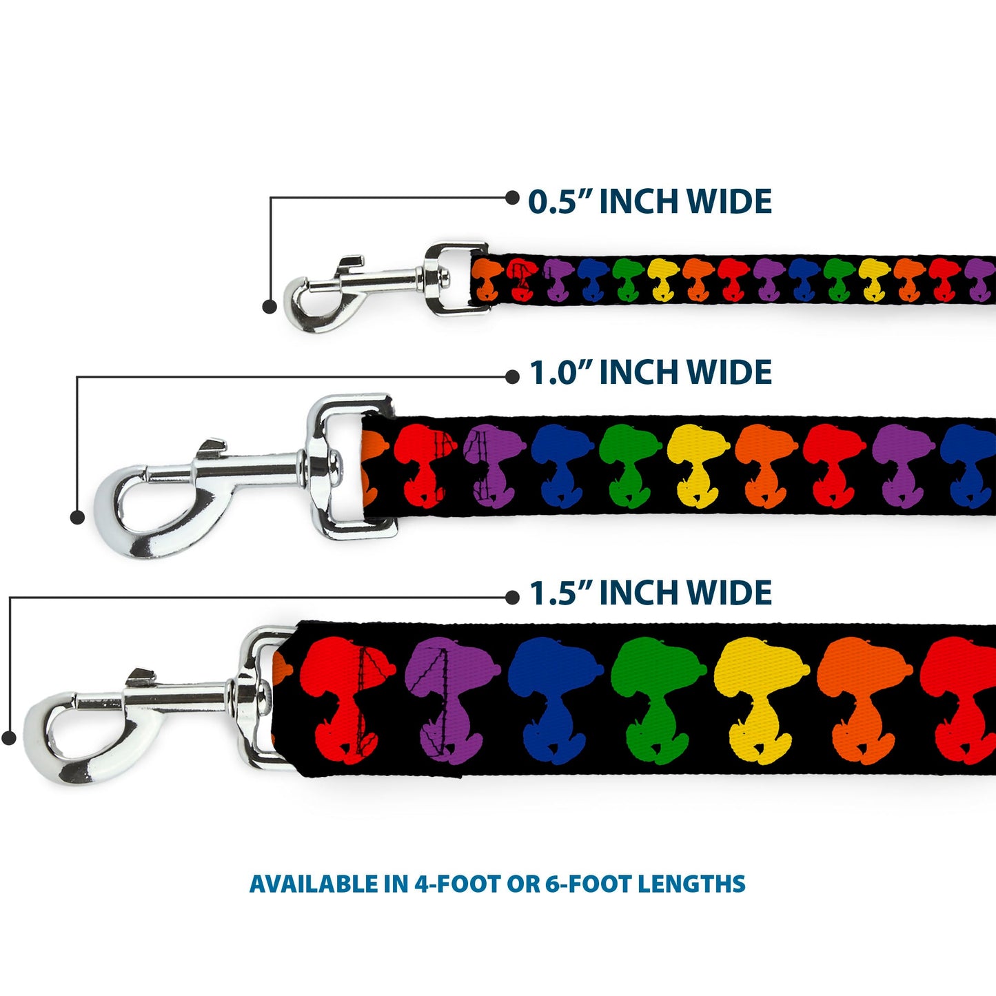 Snoopy Dog Leash: Rainbow Silhouette