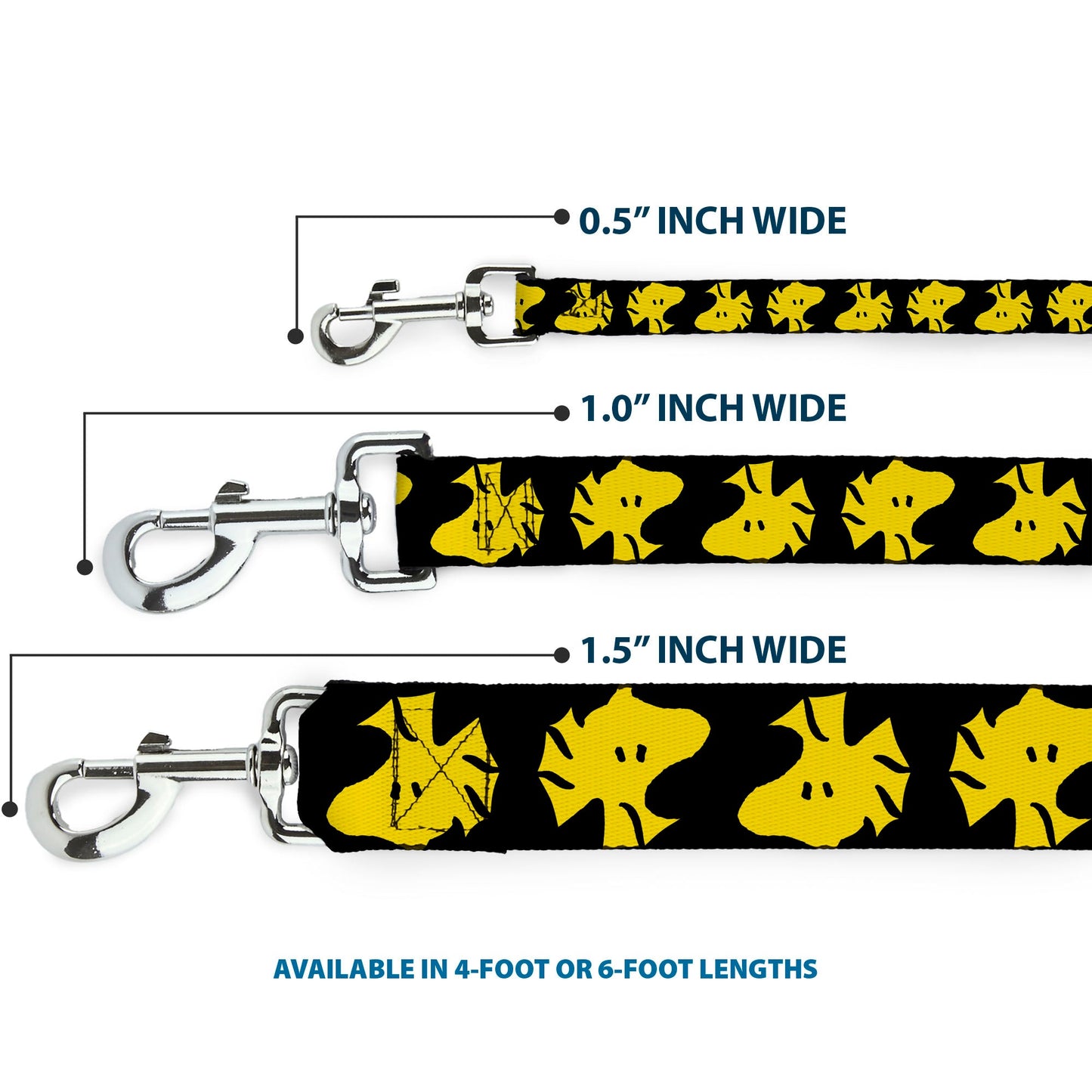 Woodstock Face Flip Dog Leash - Black/Yellow