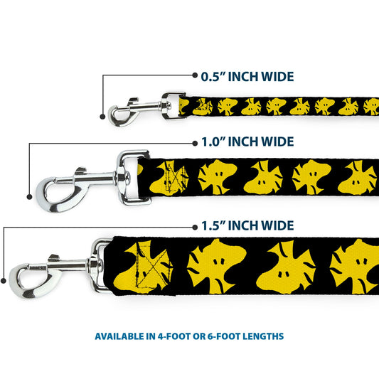 Woodstock Face Flip Dog Leash - Black/Yellow-2