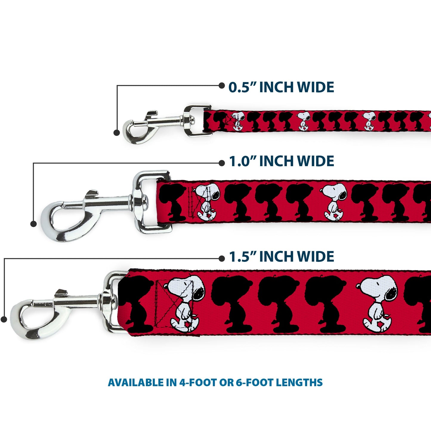 Peanuts Snoopy Dog Leash - Walking Pose Red/Black/White