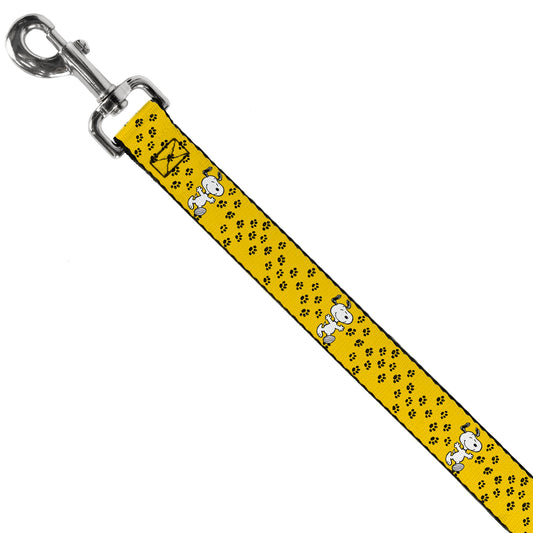 Dog Leash - Peanuts Snoopy Smiling Pose & Paw Print-1