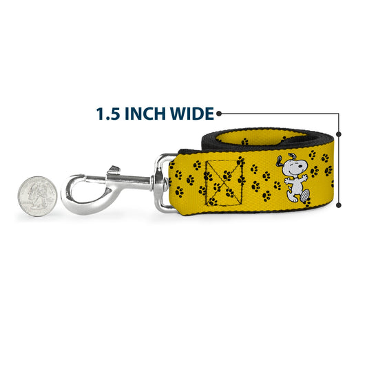 Dog Leash - Peanuts Snoopy Smiling Pose & Paw Print-5