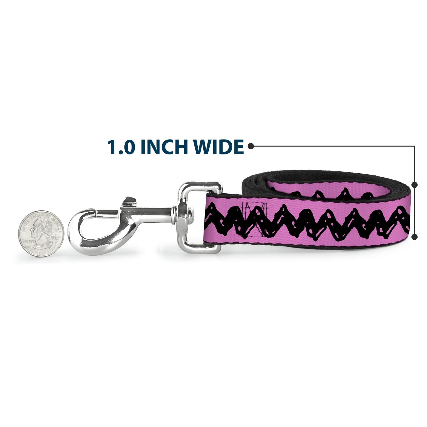 Peanuts Charlie Brown Zig Zag Pink/Black Dog Leash