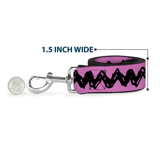 Peanuts Charlie Brown Zig Zag Pink/Black Dog Leash-5