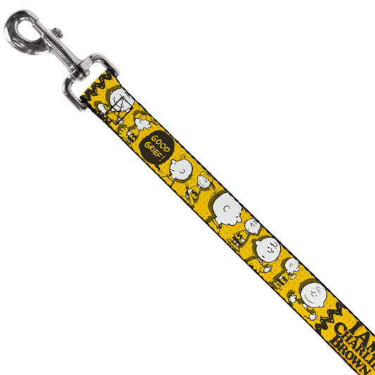 Peanuts Dog Leash I Am Charlie Brown Poses and Zig Zag Stripe-1