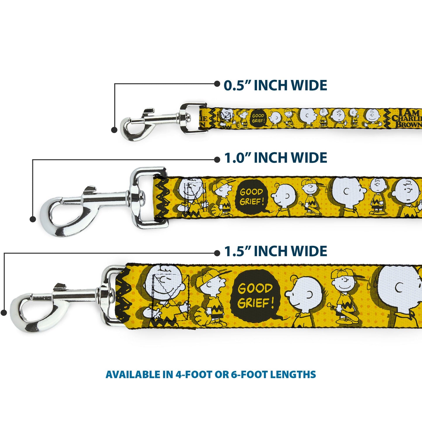 Peanuts Dog Leash: I Am Charlie Brown Poses & Zig Zag Stripe