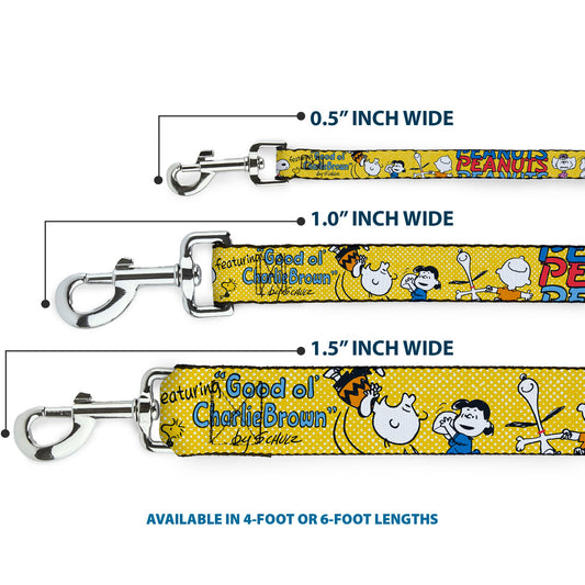 Dog Leash - PEANUTS Gang FEATURING GOOD OL CHARLIE BROWN Character Poses Yellow/Multi Color-2