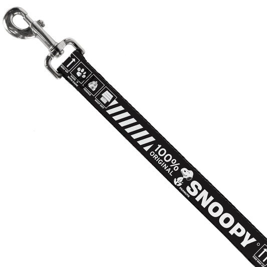 Snoopy Care Symbols Dog Leash - Black/White-1