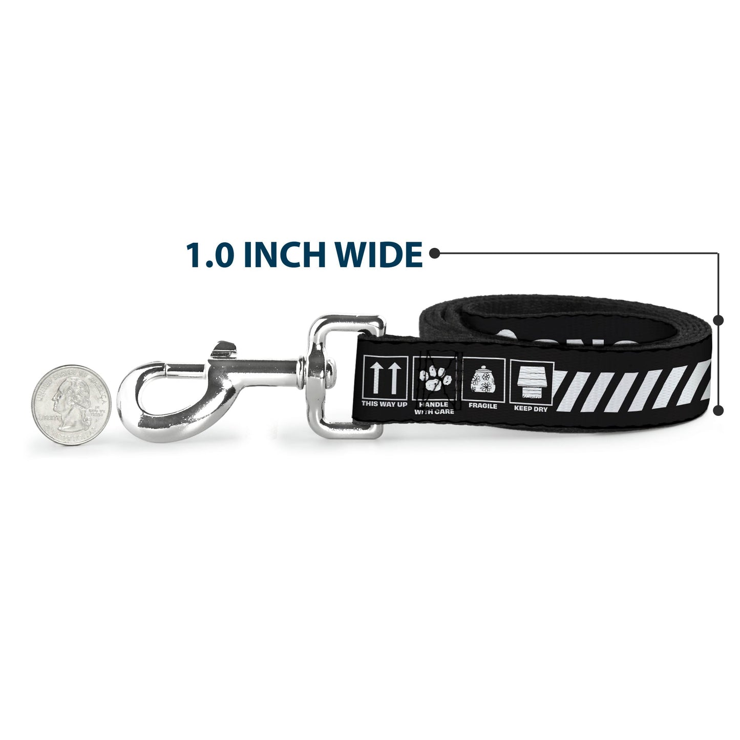 Snoopy Care Symbols Dog Leash - Black/White