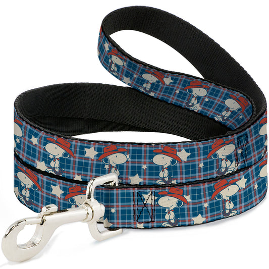 Peanuts Cowboy Snoopy Plaid Dog Leash-0