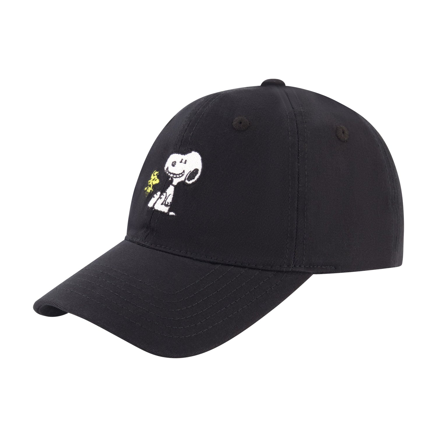 Peanuts Snoppy & Woodstock Dad Cap,Black