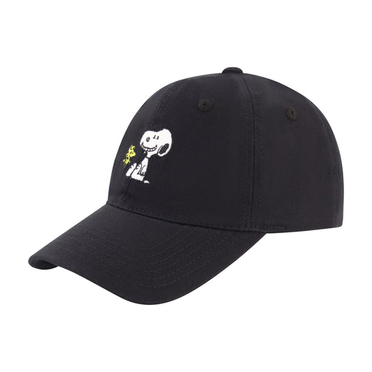 Peanuts Snoppy & Woodstock Dad Cap,Black-0
