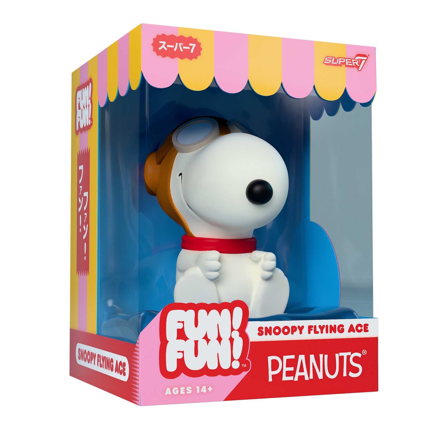 Side profile view showing Snoopy posed atop his iconic red doghouse