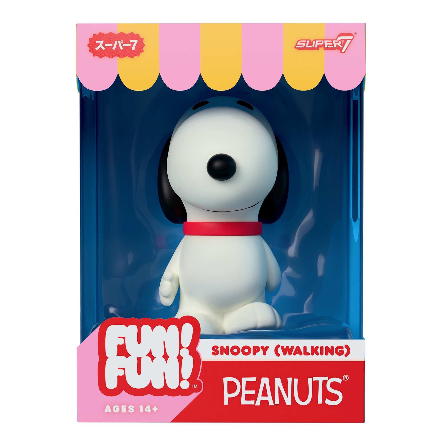 Close-up of Snoopy's face and snout on the Super7 vinyl figure
