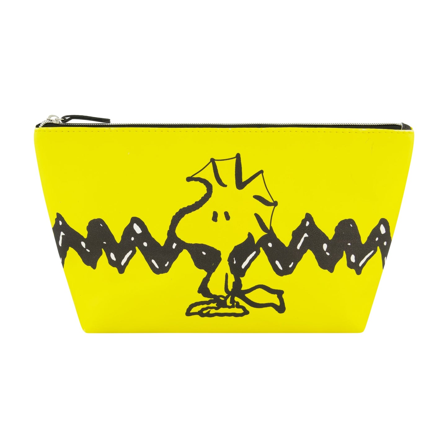 Peanuts Woodstock Yellow Cosmetic Bag with zig-zag stripe front view