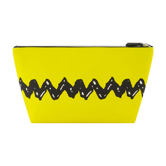Peanuts Woodstock Yellow Cosmetic Bag with zig-zag stripe front view-1