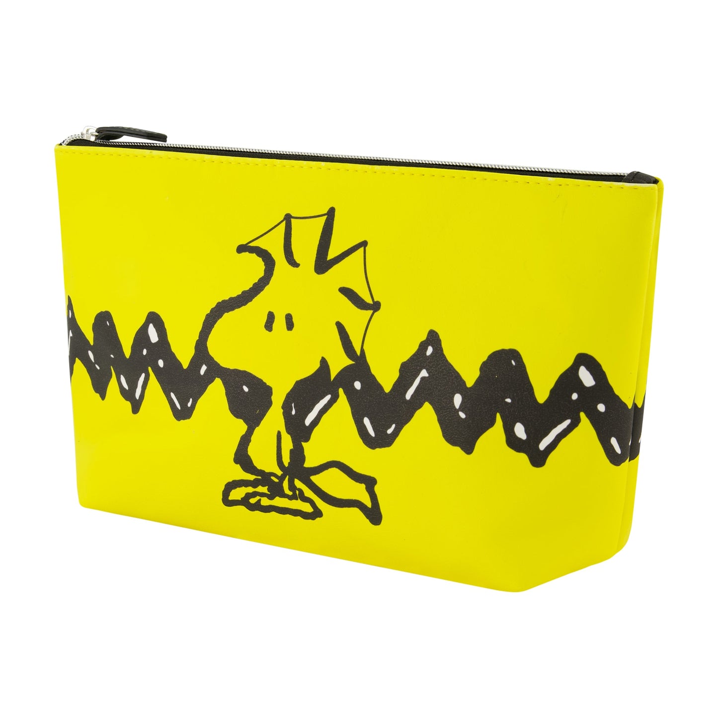 Detail of silver hardware and zippered closure on Peanuts Woodstock bag