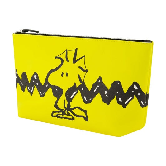 Peanuts Woodstock Yellow Cosmetic Bag with zig-zag stripe front view-3