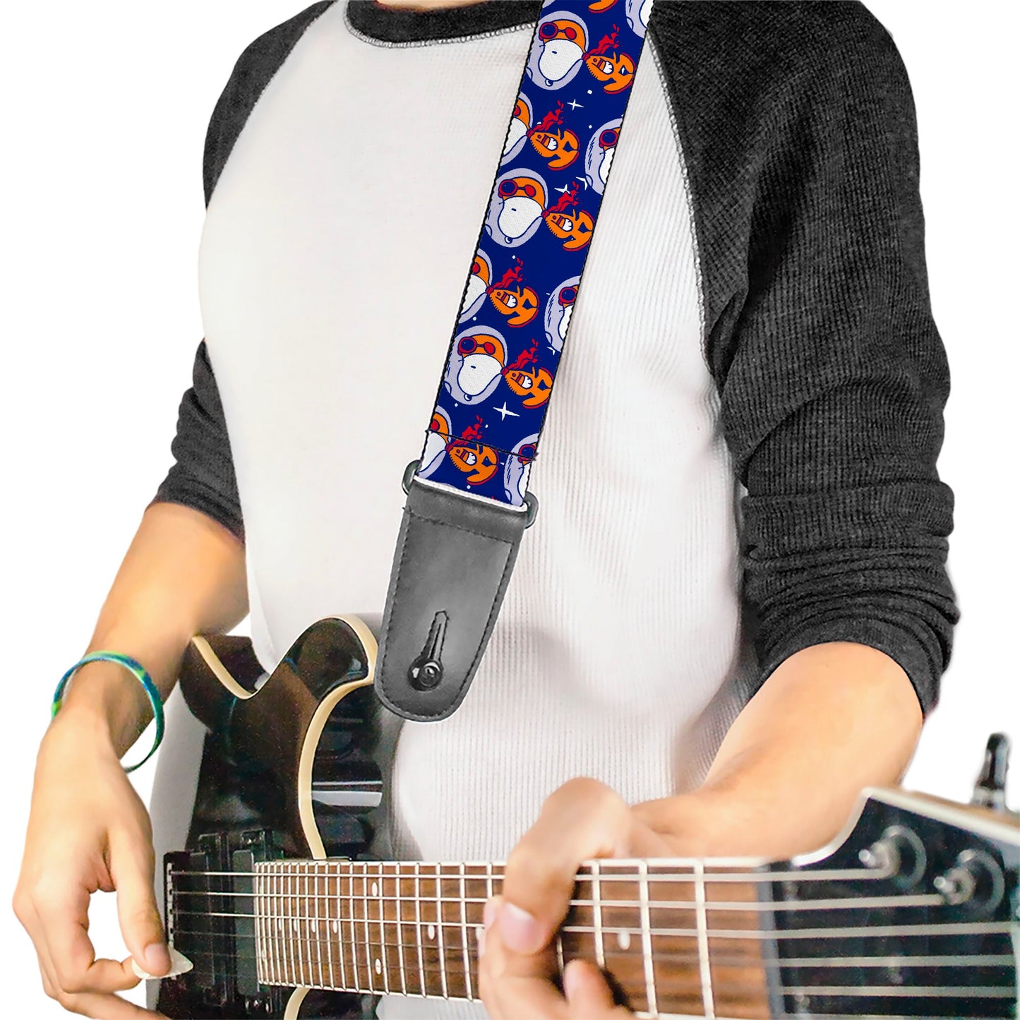 Peanuts Astronaut Snoopy Guitar Strap - Blue & Orange