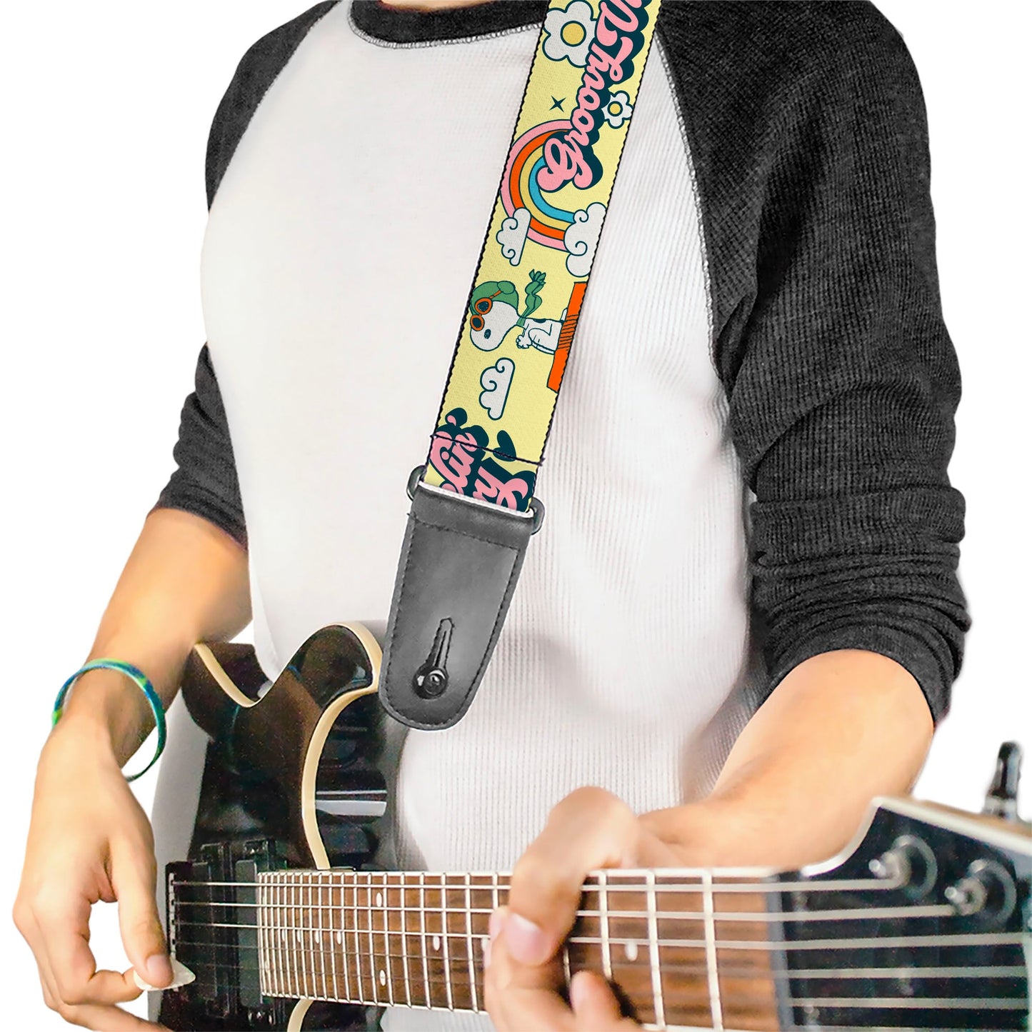Peanuts Snoopy Flying Ace Woodstock Yellow Guitar Strap