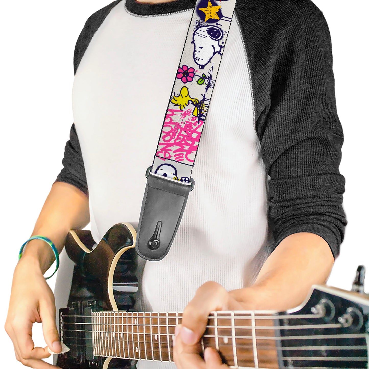 Guitar Strap: Peanuts Snoopy Woodstock Graffiti Collage