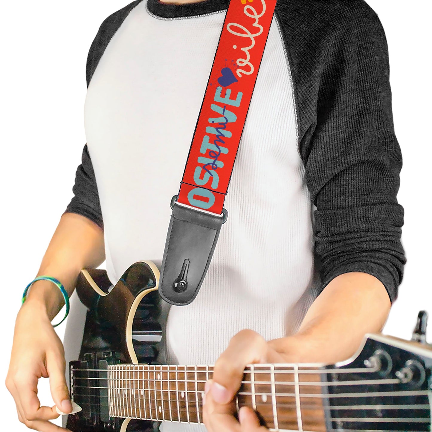 Peanuts Gang Semi-Positive Vibes Quote Guitar Strap