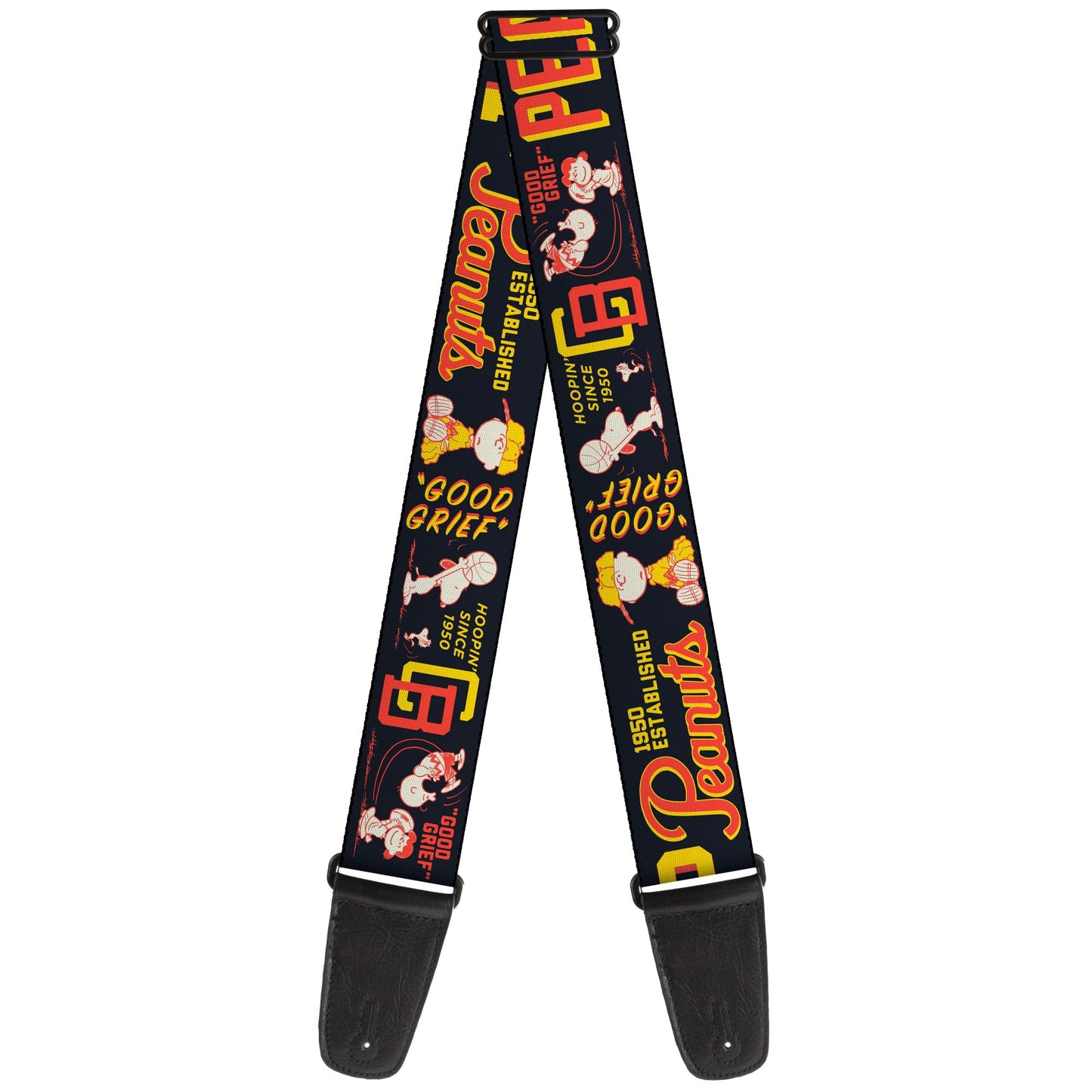 Peanuts Athletic Club Varsity Poses and Quotes Collage Guitar Strap