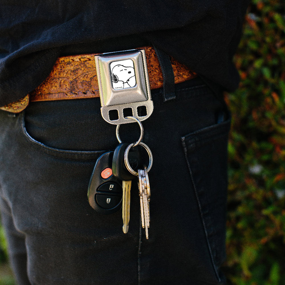 Snoopy Face keychain with SeatBelt Buckle from The Peanuts Store.