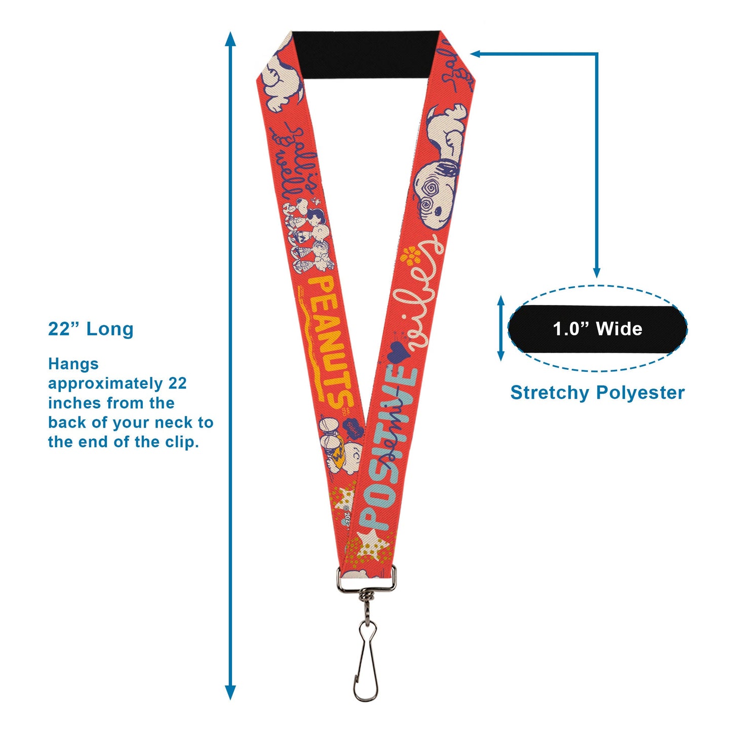 Peanuts Gang Lanyard - Semi-Positive Vibes Quote