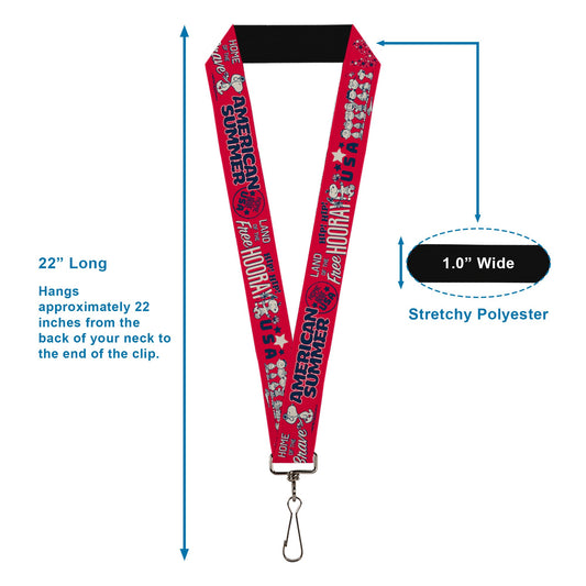 Peanuts Gang Lanyard: American Summer Poses 1.0 Inch-2