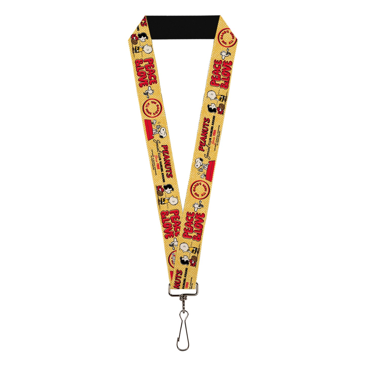 Lanyard: Peanuts Social Club Peace & Love Scenes - Yellow/Red