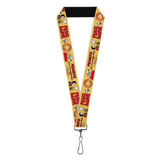 Lanyard: Peanuts Social Club Peace & Love Scenes - Yellow/Red-0