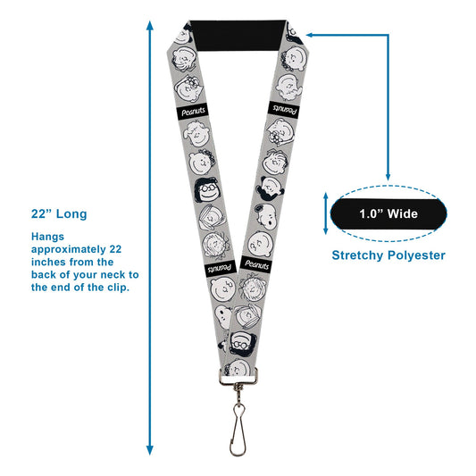 Peanuts Gang Expressions Lanyard - Gray/Black/White-2