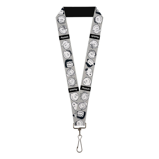 Peanuts Gang Expressions Lanyard - Gray/Black/White-0