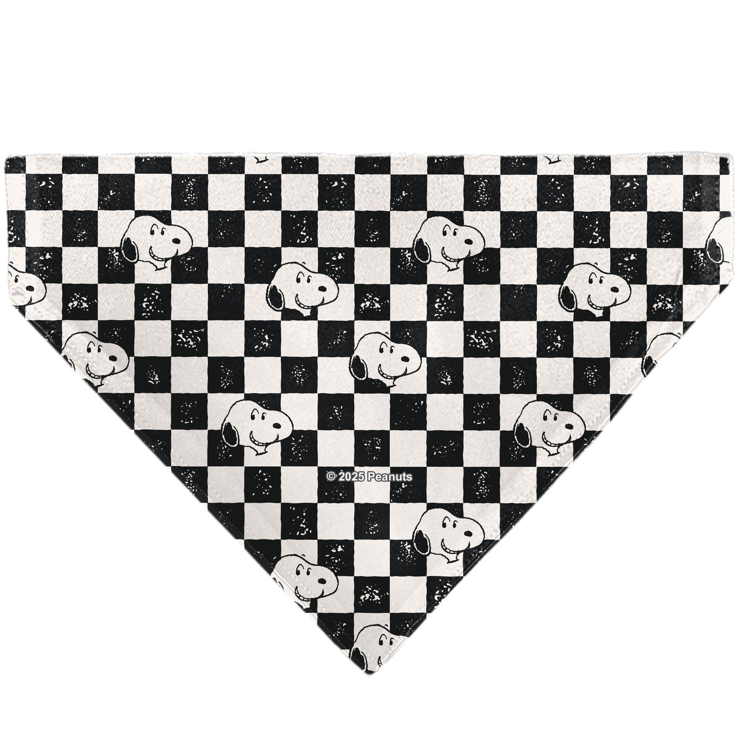 Pet Bandana - Peanuts Snoopy Smiling Face Checker Black/White