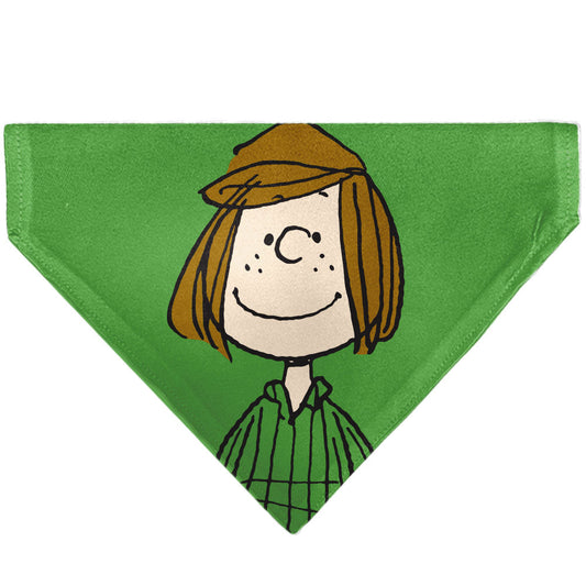 Peanuts Peppermint Patty Smiling Face Green Pet Bandana-0