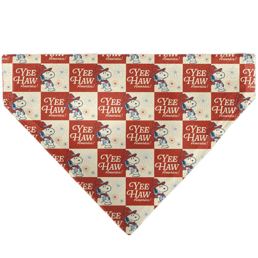 Peanuts Pet Bandana Snoopy Yee Haw America Pose Checker-1
