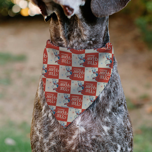 Peanuts Pet Bandana Snoopy Yee Haw America Pose Checker-4