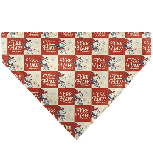 Peanuts Pet Bandana Snoopy Yee Haw America Pose Checker-0